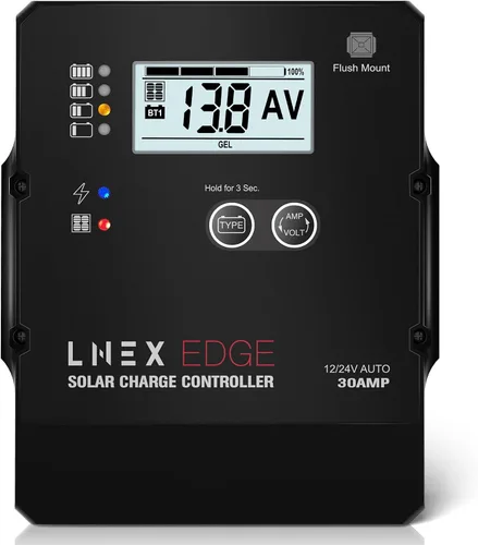 Miniatura 9 de LNEX Controlador de carga solar impermeable, regulador inteligente de batería de panel súper delgado 10A con pantalla LCD 12V/24V Controlador PWM
