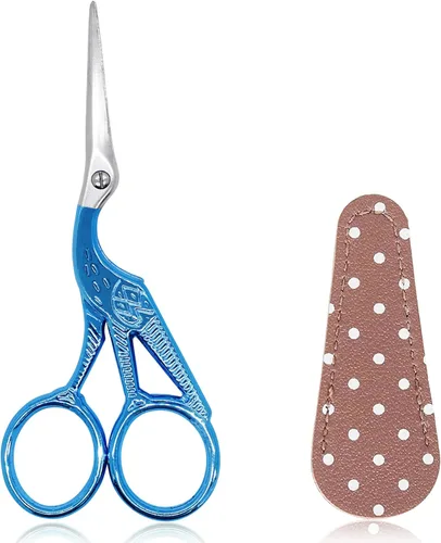 Miniatura 15 de BIHRTC - Tijeras de crochet de 4.5 pulgadas con estuche, tijeras de bordar de acero inoxidable, afiladas para manualidades, costura, hilo, Celadon