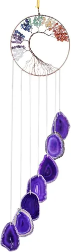 Miniatura 5 de Amogeeli 7 chakras cristal cobre árbol de la vida geoda ágata piedra colgante adorno decoración para meditación, boda
