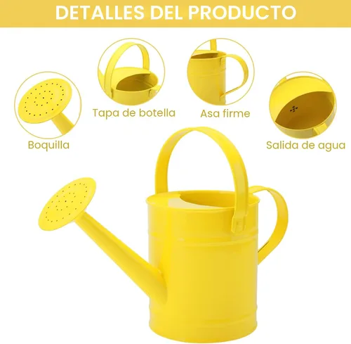 Miniatura 5 de Regadera de metal 1.5L/51oz, arte de hierro para plantas al aire libre, amarillo