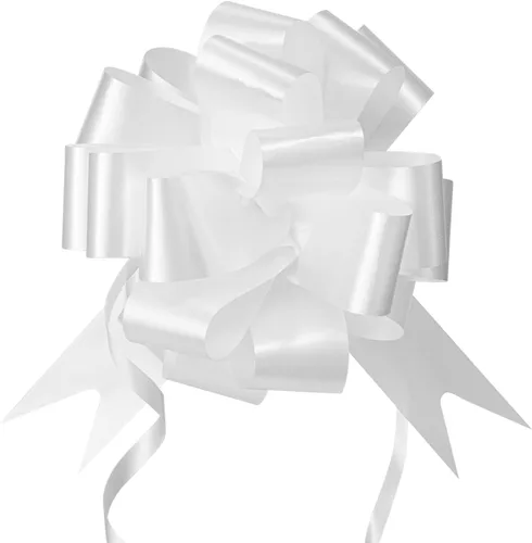 Miniatura 2 de GWHOLE 60 lazos de cinta blanca de 5 pulgadas para envolturas de regalo, decoración de boda 60 cintas blancas