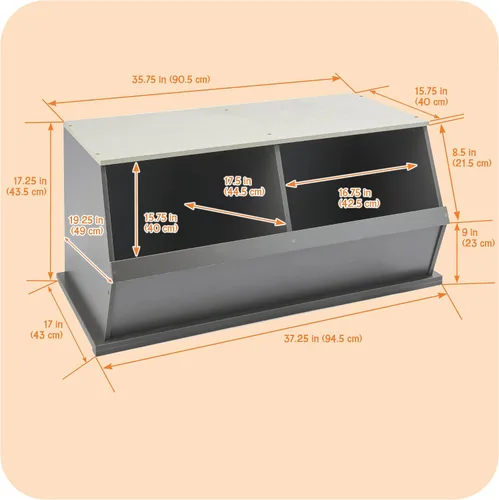 Miniatura 4 de Badger Basket Organizador apilable de almacenamiento de juguetes de dos cubos para niños, almacenamiento duradero en la habitación de los niños