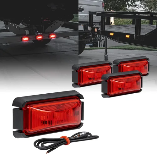 Miniatura 9 de TRUE MODS 2 piezas 2.5" Luz LED roja para remolque con bisel negro [DOT FMVSS 108] [SAE P2PC] [montaje superficial] [impermeable IP67] luces de Rojo