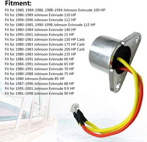 Miniatura 3 de Rectificador fuera de borda 3 cables para Johnson Evinrude 1980-2001 15 60 65 75 85 88 9.9 90 100 110 112 115 140 150 175 200 235 HP, reemplazo