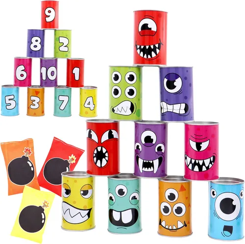 Miniatura 8 de JOYIN Juego de 13 piezas de puf para fiesta de carnaval, lata resistente de derribo, fiesta de Pascua de cumpleaños, familia, los mejores juegos al