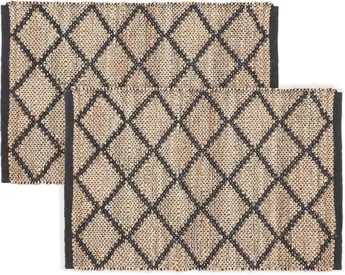 Miniatura 48 de RedEarth · Alfombra rectangular - 2'x3' de yute natural trenzada con respaldo antideslizante - Alfombra boho tejida a mano para dormitorio, cocina