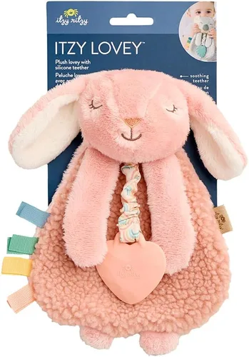 Miniatura 8 de Itzy Ritzy - Itzy Lovey incluye mordedor - Baby Lovey con mordedor, cintas texturizadas y brazos colgantes - Cuenta con sonido arrugado, tela Sherpa