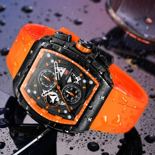 Miniatura 2 de Relojes para hombre de lujo con diseño de esqueleto para hombre, impermeable, correa de silicona ajustable, estilo steampunk, cronógrafo