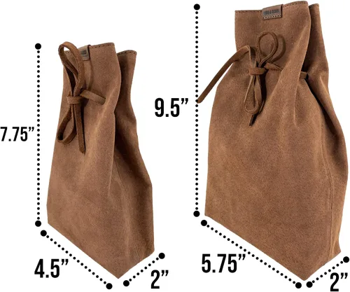 Miniatura 6 de Hide & Drink, Saco con cordón (2 unidades) hecho a mano de piel de oveja y cuero de grano completo - Canela