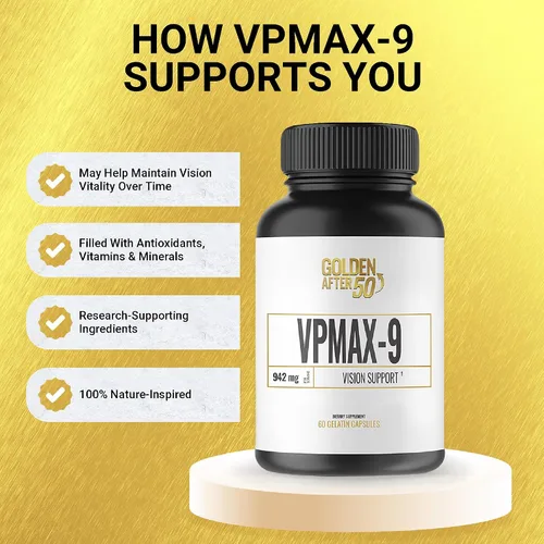 Miniatura 3 de Golden After 50 VpMax-9 - Suplemento antioxidante y cuidado de la vista con vitaminas oculares, luteína, licopeno y extracto de arándano - 60