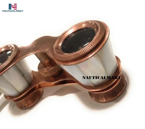 Miniatura 4 de NauticalMart - Binocular de latón con nácar – Binocular antiguo de ópera de NauticalMart Vintage Marine Spyglass Binocular coleccionable Instrumento