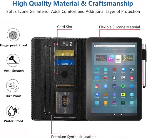Miniatura 6 de Funda para tableta Amazon Fire Max 11 (13ª generación, versión 2023), funda delgada de piel sintética con ranura para tarjetas y encendido Ser un