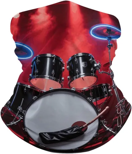 Cool Drum Set Neck Gaiter Breathable & Moisture-Wicking Face Mask Bandana Balaclava Sun Protection Face Cover Scarf Lightweight Seamless Design for