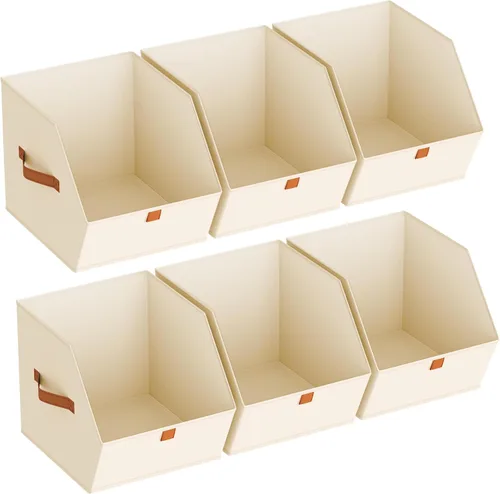 Miniatura 17 de Homsorout Cubos grandes de almacenamiento para armario, con doble asa para ropa, toallas, juguetes, organizadores de estantes para dormitorio