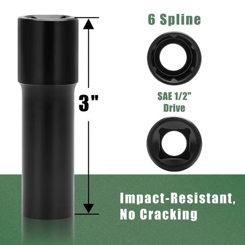 Miniatura 2 de Llave de Vaso Pequeña de 6 Puntas para Tuercas de Rueda, Herramienta Cuadrada de Impacto de 1/2 Pulgada – Remueve Fácilmente Pernos/Tuercas de Rueda