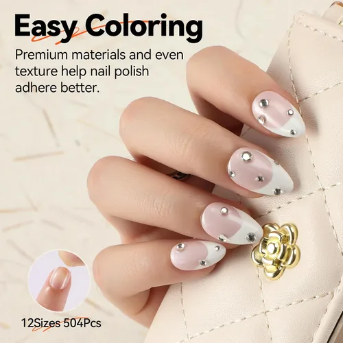 Miniatura 6 de UNA GELLA 504 puntas de uñas cortas de gel de almendra, 504 puntas de uñas cortas de almendra, 12 tamaños, uñas postizas de gel suave acrílico