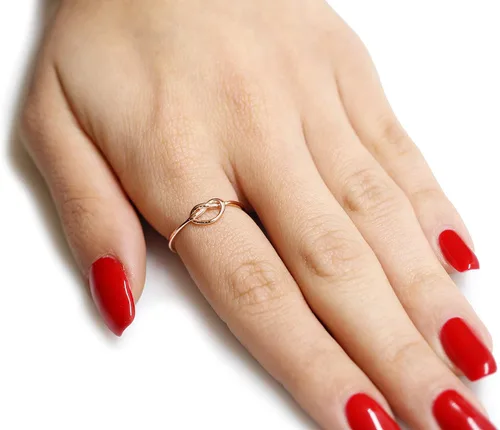 Miniatura 2 de CloseoutWarehouse Anillo de plata de ley con nudo de amor (opciones de color, tallas 2-15)