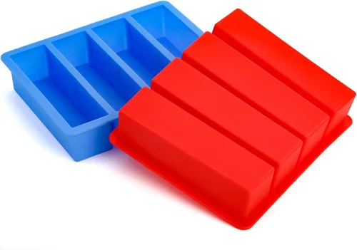 Miniatura 2 de Hedume Juego de 4 bandejas de silicona para moldes de mantequilla, bandejas de silicona para cubitos de hielo, bandeja de molde para cubitos