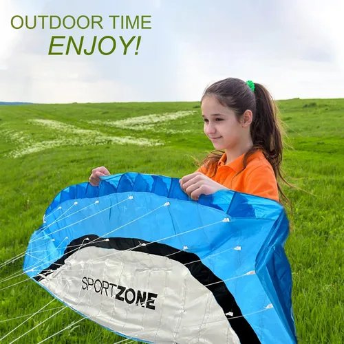 Miniatura 4 de HENGDA KITE 2.5m Dual Line Stunt Parafoil Kites Soft Stunt Kite for Beach Blue with Flying Tool