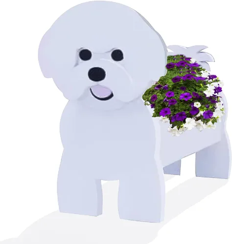 Miniatura 34 de Macetero de flores para perros, regalos para mujeres, bonitas macetas de PVC para perros, macetas para interiores y exteriores, maceta de jardín