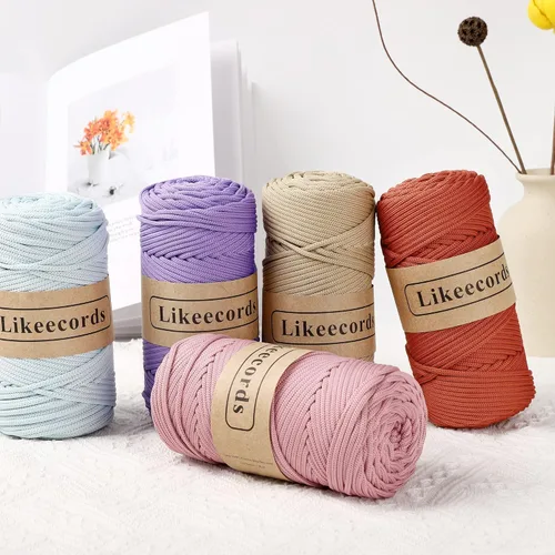 Miniatura 5 de Likeecords Cordón de macramé de poliéster trenzado de 4 mm, 140 yardas / 426 pies, hilo elástico para crochet, bolsa de cordón para manualidades