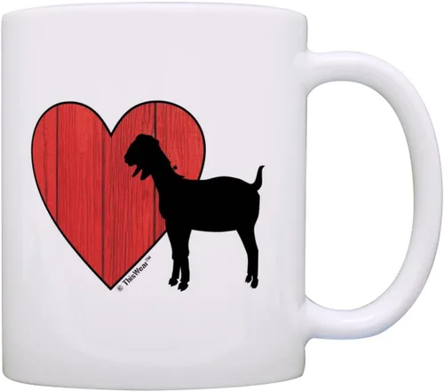 ThisWear Barnyard Farm Animal Goat Love Heart Barn Yard Billy Goat - Taza de café, taza de té, color blanco