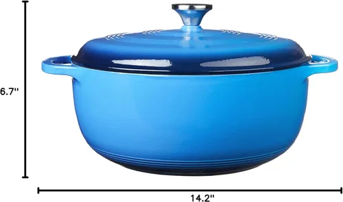 Miniatura 5 de Lodge, EC7D33 - Horno holandés de hierro fundido esmaltado, 7.5 cuartos de galón, azul caribe