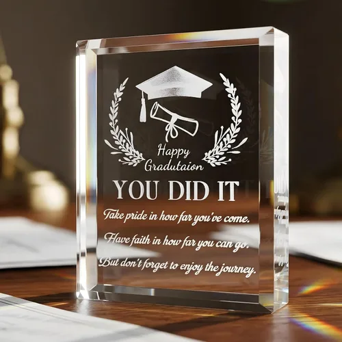 Miniatura 7 de YWHL Regalos de graduación para él o ella, regalos inspiradores para graduados de la clase de 2025, recuerdo de graduación de cristal grabado