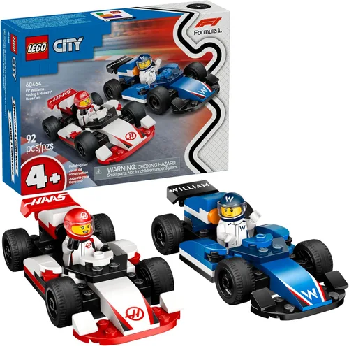 LEGO City F1 Williams Racing & Haas F1 - Juguete de construcción de autos para niños, niños y niñas, a partir de 4 años, juguete preescolar para