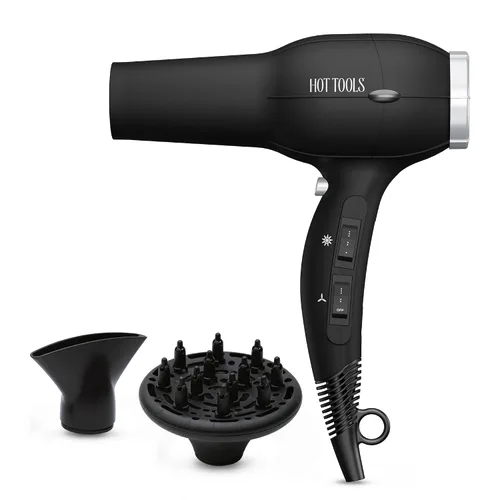 Hot Tools Pro Artist Turbo - Secador de pelo iónico, 1875 W de alto flujo de aire para secado rápido, diseño ligero, control de encrespamiento,