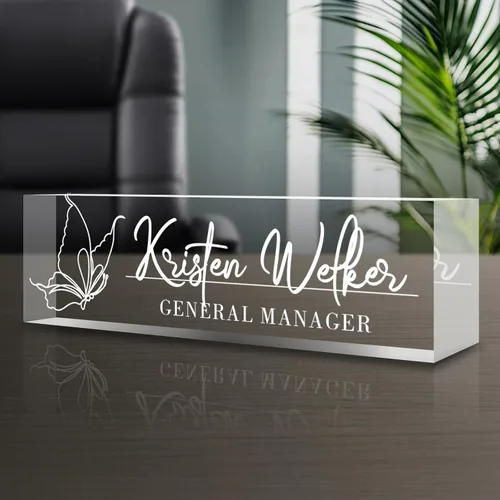 Miniatura 40 de Placa de nombre personalizada para escritorio, placas de nombre grabadas personalizadas para hombre, regalos del día del jefe para jefe, decoración