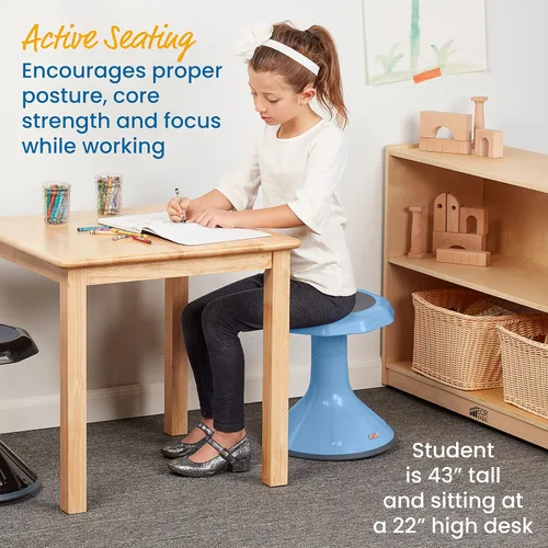 Miniatura 5 de ECR4Kids - Taburete oscilante ACE de compromiso de núcleo activo, altura del asiento de 15 pulgadas, asiento flexible, azul en polvo Azul polvoriento