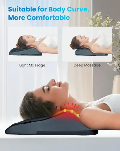 Miniatura 3 de COMFIER Masajeador Shiatsu inalámbrico de cuello y espalda con rodillo 3D de calor y 8 nodos de amasamiento profundo, masajeador portátil