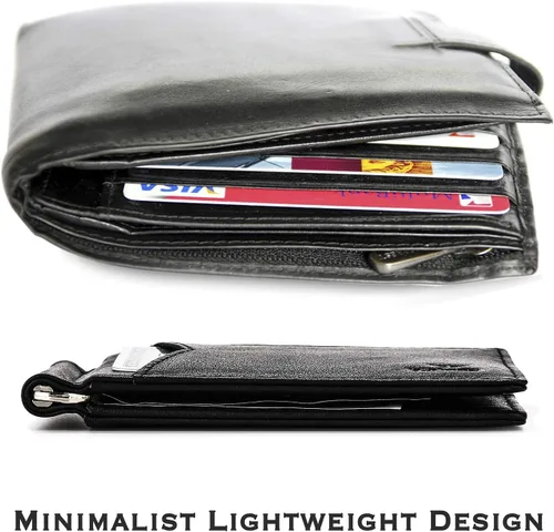 Miniatura 3 de YBONNE - Cartera fina con clip para dinero, de cuero auténtico, bloqueo RFID, minimalista