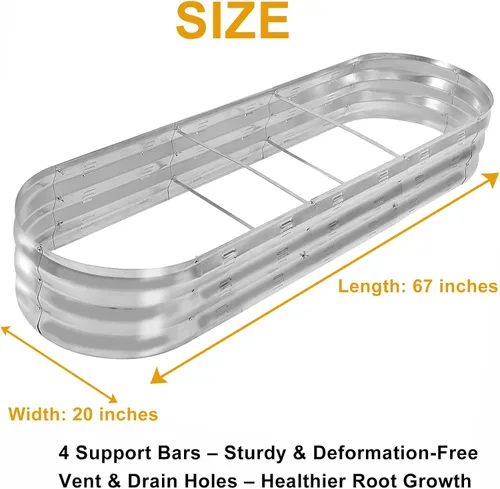 Miniatura 3 de GADI Kit de cama de jardín elevada para verduras, macetas de metal galvanizado con flores, diseñadas para facilitar el bricolaje y la limpieza,