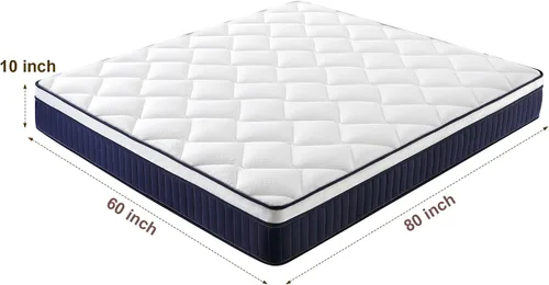 Miniatura 2 de Base de cama de bambú tamaño Queen con colchón de 10 pulgadas, firmeza híbrida media, marco de cama y juego de colchón de carpintería japonesa