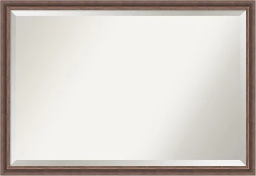 Miniatura 9 de Amanti Art Espejo de baño marrón para sobre el fregadero, 23 x 19 pulgadas, espejo de tocador rectangular marrón rústico envejecido, marco pequeño