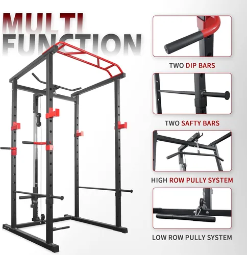 Miniatura 3 de Jaula de potencia con sistema de tracción LAT, equipo de entrenamiento de soporte de potencia de cuerpo completo, estante multifunción