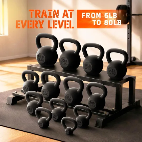 Miniatura 4 de Yes4All Pesa rusa de hierro fundido, pesas rusas para entrenamiento de fuerza 5-80 libras (5, 10, 15, 20, 25, 30, 35, 40, 45, 50, 60, 70, 80 libras)