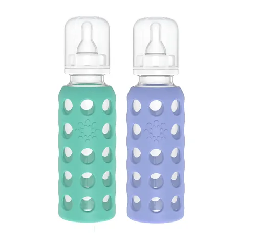 Miniatura 18 de Lifefactory Biberón de vidrio sin BPA Funda protectora de silicona Paquete de 3 de 9 onzas Papaya, col rizada y arándanos Papaya/Kale/Arándano
