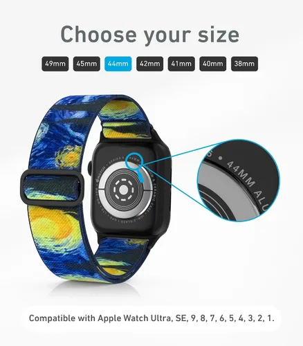 Miniatura 6 de Correas de nailon para Apple Watch unisex – iWatch 1/2/3/4/5/6/7/8/9/SE/Ultra 2 correas para 1.496 in/1.575 in/1.614 in/1.654 in/1.732 in/1.772