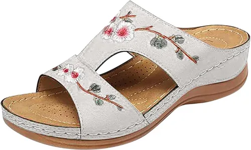 Miniatura 138 de Ladmiple Sandalias ortopédicas florales de moda 2023 con soporte de arco, zapatillas romanas casuales con puntera abierta