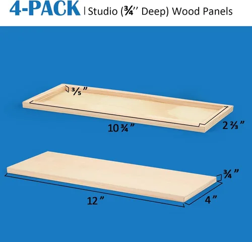 Miniatura 2 de Falling in Art Kit de paneles de madera de abedul sin terminar para pintura, lienzo de madera, paquete de 4 unidades de 4 x 12 pulgadas de estudio