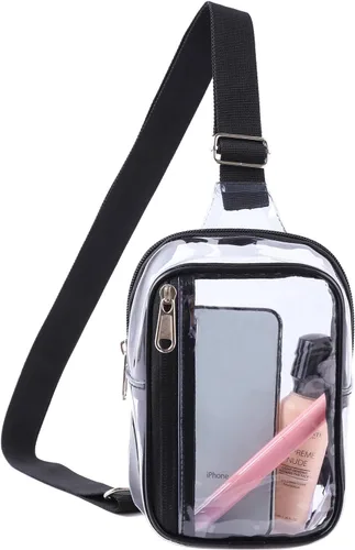 Miniatura 3 de Edraco Mini bolsa transparente tipo cangurera, resistente y transparente, bonito bolso cruzado para conciertos, estadio, viajes