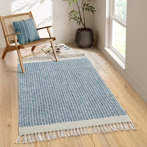 Miniatura 28 de Lahome Alfombras de baño bohemias, alfombra pequeña de 2 x 3 pies, alfombra ligera para entrada, alfombra de algodón tejida con borlas, alfombra