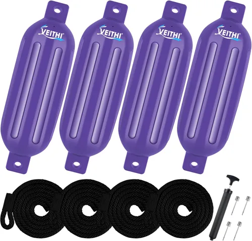 Miniatura 44 de Juego de 4 guardabarros para barco de 4.5/5.5/6.5/8.5/10/16 pulgadas, parachoques de vinilo con ojos gemelos acanalados, parachoques para barco