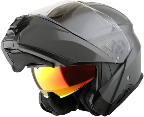Miniatura 10 de Martian Casco modular de cara completa para motocicleta, protector solar con doble visera: HG362 azul amarillo