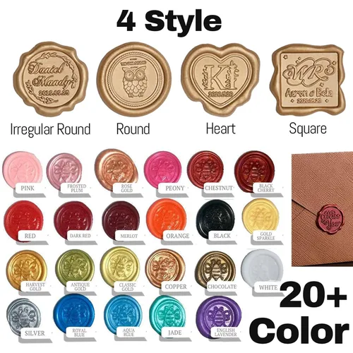 Miniatura 2 de Adhesivos de cera personalizados, sellos de cera adhesivos personalizados con diseño de logotipo, ideal para invitaciones de boda, sobre diario