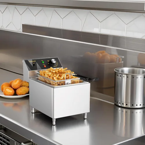 Miniatura 4 de TANGME Freidora Profunda con Cesta Individual, Freidora Eléctrica de Encimera de 1750W 12.7Qt Freidoras Profundas Comerciales de Gran Capacidad