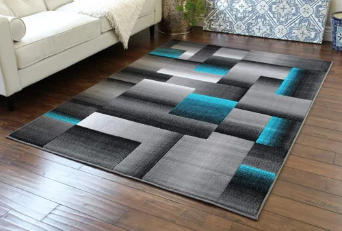 Miniatura 16 de Masada Rugs, Alfombra de Área Moderna Contemporánea, Azul Gris Negro (2 Pies X 3 Pies) Tapete
